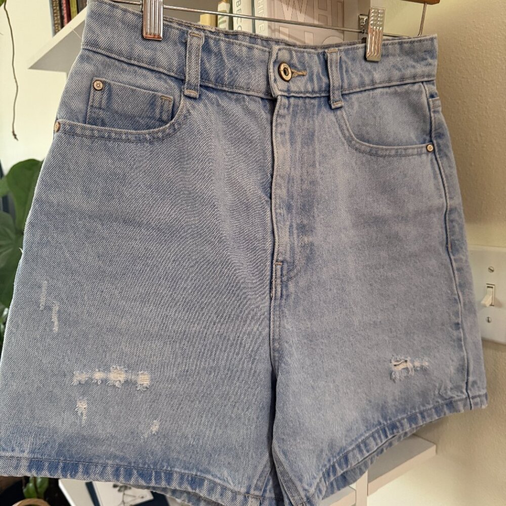 ZARA LIGHT BLUE HIGH WAISTED DENIM SHORT SZ US 2